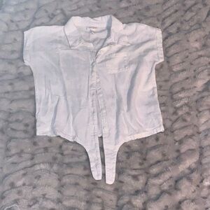 Cat & Jack White Button Down Shirt with Knotted Detail